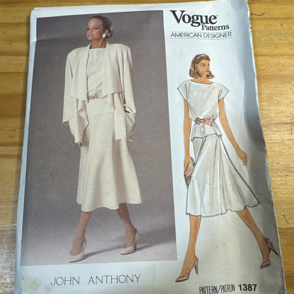 Vogue: PATTERN #1387 MISSES SKIRT, TOP, JACKET Size 14- UNCUT - Factory Folde